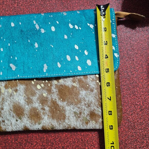 American Darling Cowhide Leather Clutch Purse Western Gold Metallic Accent - Picture 11 of 12